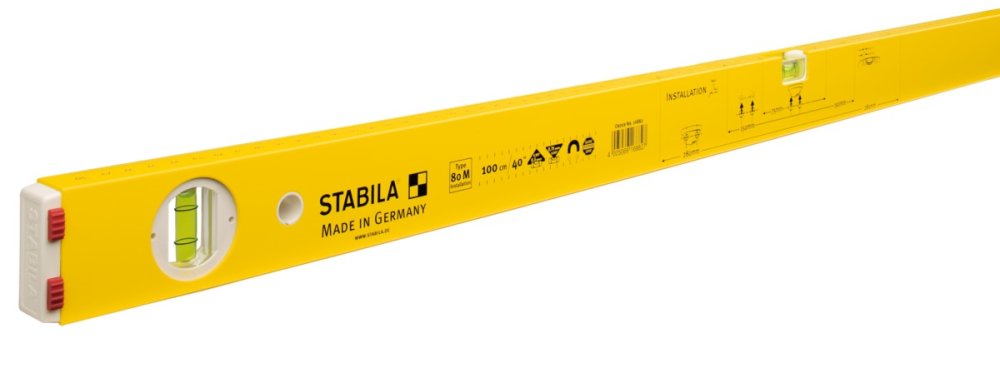 Уровень Stabila тип 80M, 100см (1верт.,1гориз.,точн. 0,5мм/м) для сантехника