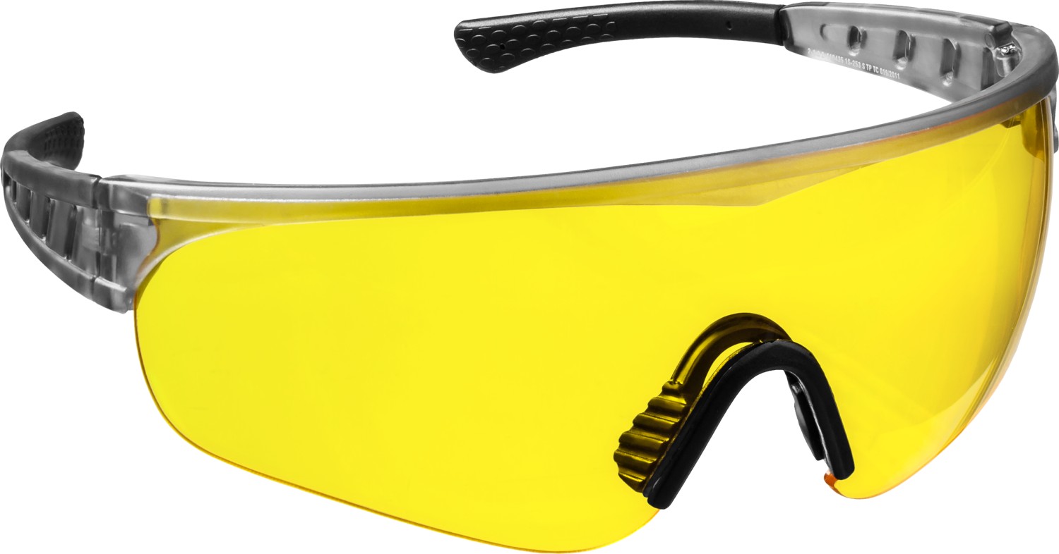 STAYER PRO-X жёлтые, широкая монолинза, открытого типа, защитные очки (2-110435)