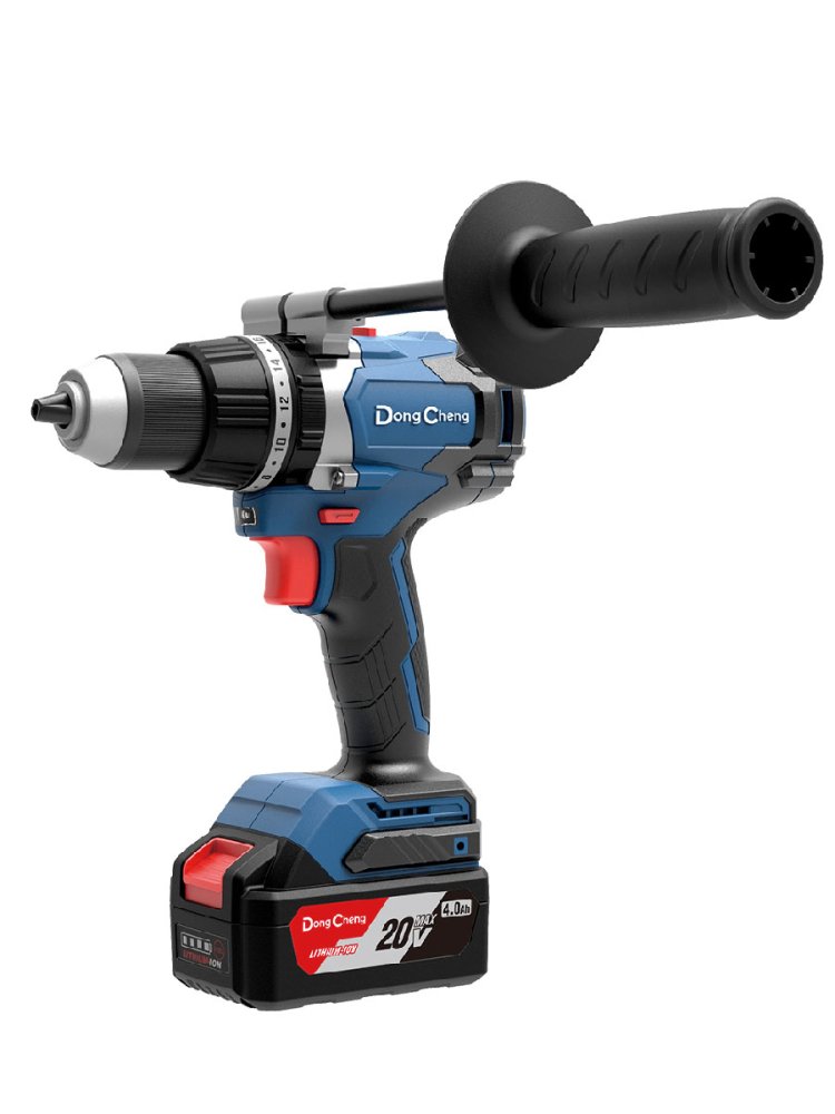 Аккумуляторная ударная дрель-шуруповерт DongCheng DCJZ03-13(TYPE EM), 20 В, 120 Нм, 2 акб 4 Ач, зу 2 А
